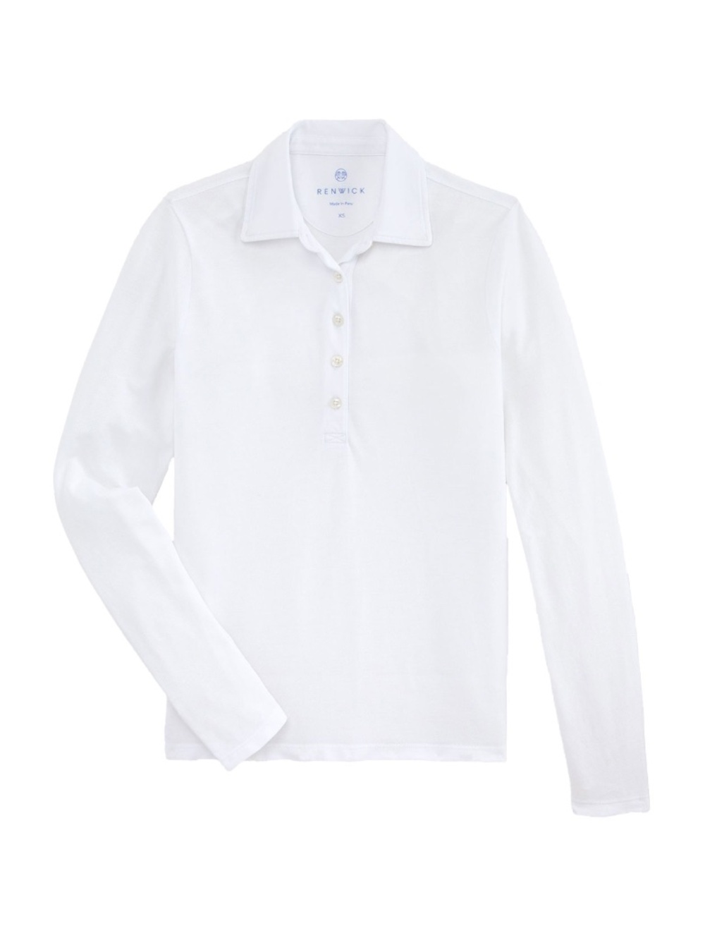 Renwick White Long Sleeve Pima Pique Polo